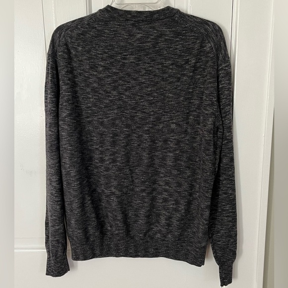 Bugatchi UOMO 100% Italian Merino Wool Heathered Charcoal V Neck Sweater Mens L - Picture 5 of 14